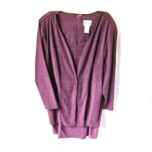 NWOT FASHION BUG Vintage Plum LongSleeve Layered Faux Suede Jacket Dress